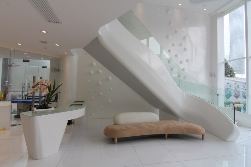 custom-fabricated solid surface stair custom-fabricated solid surface stair